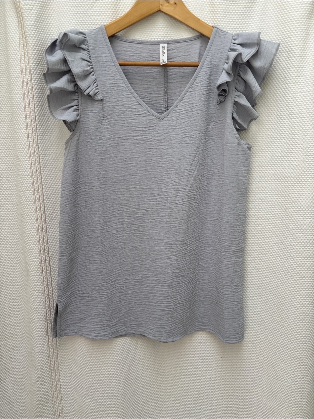 Zenana Outfitters Ruffle Sleeve V-Neck Camisole - Light Gray